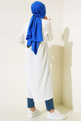 Gizli Pat Uzun Gömlek Beyaz - Yılın Fırsatı