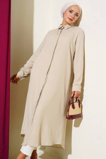 Gizli Pat Uzun Gömlek Taş - Gömlek