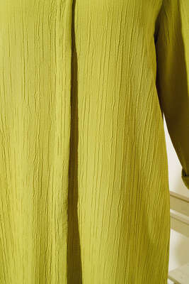 Gizli Pat Uzun Gömlek Yağ Yeşili - Thumbnail