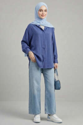 Gizli Patlı Modal Kumaş Gömlek Lacivert - Gömlek