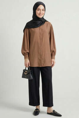 Gizli Patlı Modal Kumaş Gömlek Latte - Gömlek