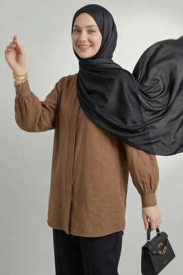 Gizli Patlı Modal Kumaş Gömlek Latte - NEVA MODA