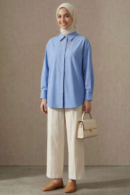 Gizli Patlı Modal Kumaş Gömlek Mavi - Gömlek