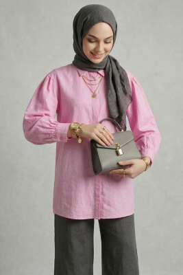 Gizli Patlı Modal Kumaş Gömlek Pembe - NEVA MODA