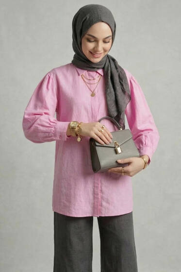 Gizli Patlı Modal Kumaş Gömlek Pembe - Gömlek