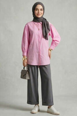 Gizli Patlı Modal Kumaş Gömlek Pembe - Gömlek