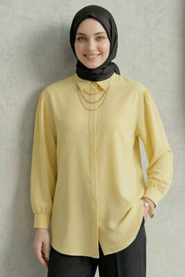 Gizli Patlı Modal Kumaş Gömlek Sarı - NEVA MODA