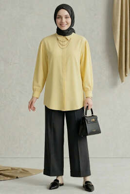 Gizli Patlı Modal Kumaş Gömlek Sarı - Gömlek