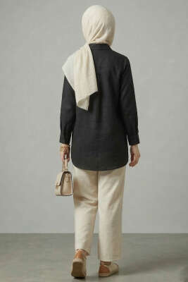 Gizli Patlı Modal Kumaş Gömlek Siyah - Gömlek