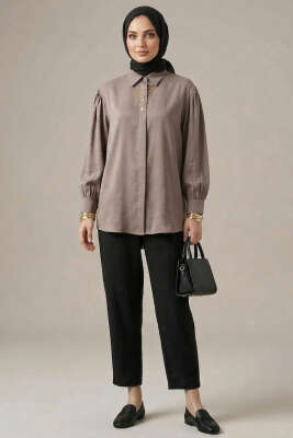 Gizli Patlı Modal Kumaş Gömlek Vizon - Gömlek