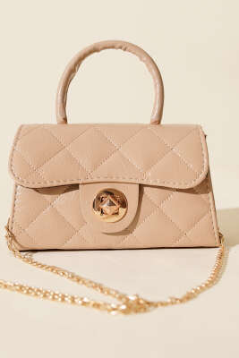 Gloss Mini Zincirli Çanta Bej - Kol Çantası