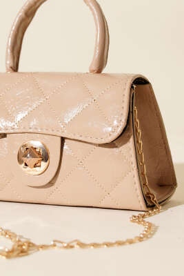 Gloss Mini Zincirli Çanta Bej - Kol Çantası