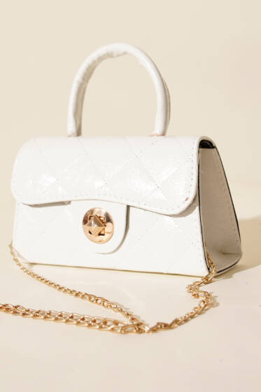 Gloss Mini Zincirli Çanta Beyaz - Kol Çantası