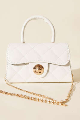 Gloss Mini Zincirli Çanta Beyaz - Kol Çantası