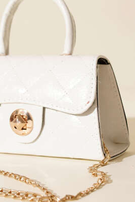 Gloss Mini Zincirli Çanta Beyaz - Kol Çantası