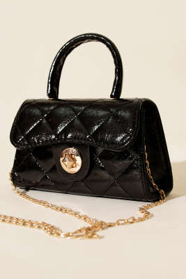 Gloss Mini Zincirli Çanta Siyah 