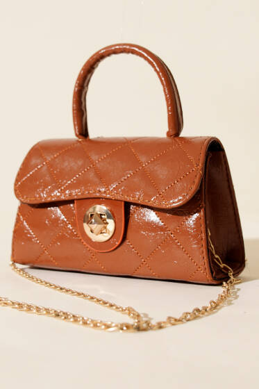 Gloss Mini Zincirli Çanta Taba - Kol Çantası