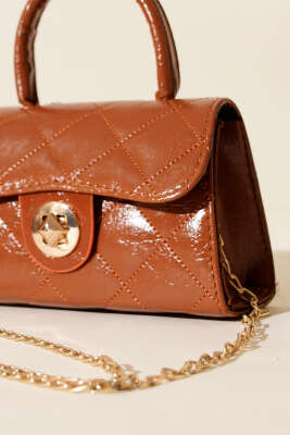 Gloss Mini Zincirli Çanta Taba - Kol Çantası