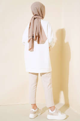 Glossy İşlemeli Pul Detaylı Tunik Ekru - Tunik