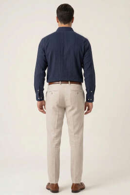 Gobis Çizgili Erkek Gömlek Lacivert - Erkek Gömlek