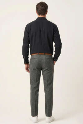 Gobis Çizgili Erkek Gömlek Siyah - Erkek Gömlek