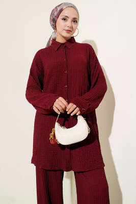Gofre Desenli İkili Takım Bordo - 500-700 TL Ürünler