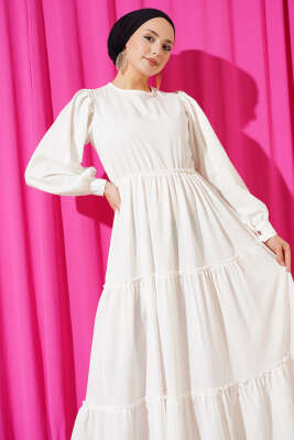 Gofre Kat Kat Elbise Ekru - Yılın Fırsatı 