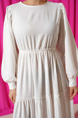 Gofre Kat Kat Elbise Ekru - Yılın Fırsatı 