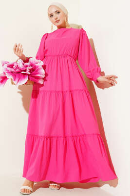 Gofre Kat Kat Elbise Fuşya - Yılın Fırsatı 