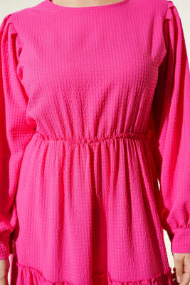 Gofre Kat Kat Elbise Fuşya - Yılın Fırsatı 