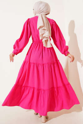 Gofre Kat Kat Elbise Fuşya - Yılın Fırsatı 