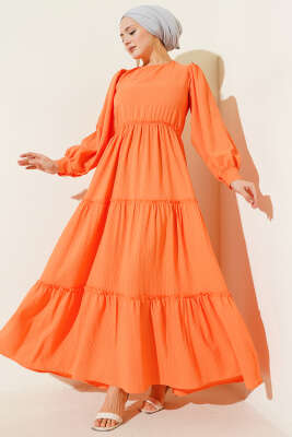 Gofre Kat Kat Elbise Oranj - TABLO FASHİON