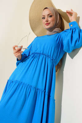 Gofre Kat Kat Elbise Saks - Yılın Fırsatı 