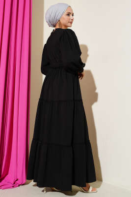 Gofre Kat Kat Elbise Siyah - Yılın Fırsatı 