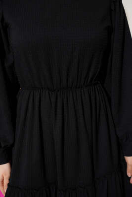 Gofre Kat Kat Elbise Siyah - Yılın Fırsatı 