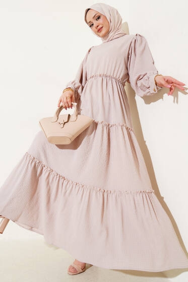 Gofre Kat Kat Elbise Vizon - Yılın Fırsatı 