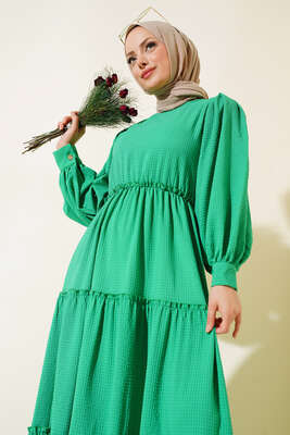 Gofre Kat Kat Elbise Yeşil - Thumbnail