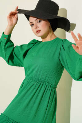 Gofre Kat Kat Elbise Yeşil - Yılın Fırsatı 