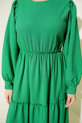 Gofre Kat Kat Elbise Yeşil - Yılın Fırsatı 