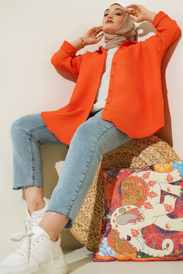 Gofre Kısa Gömlek Oranj - Gömlek