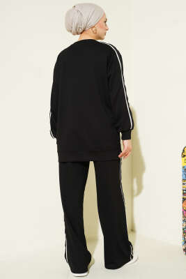 Gofre Loyşa Şeritli İkili Takım Siyah - İkili Takım