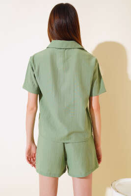 Gofre Şortlu Takım Yeşil - Kadın Giyim Modelleri