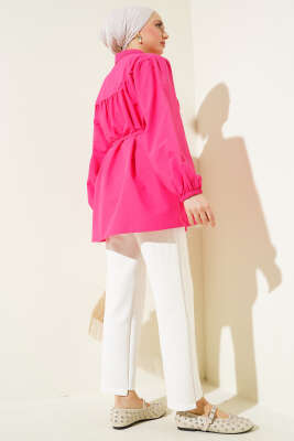 Göğüs Büzgülü Gömlek Fuşya - 300-500 TL Ürünler