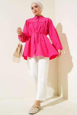 Göğüs Büzgülü Gömlek Fuşya - 300-500 TL Ürünler