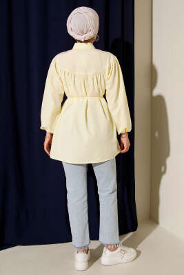 Göğüs Büzgülü Gömlek Sarı - Yılın Fırsatı