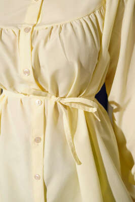 Göğüs Büzgülü Gömlek Sarı - Yılın Fırsatı