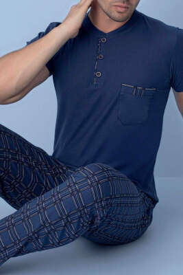 Göğüs Cep Detaylı Kısa Kol Erkek Pijama Parlement - Kadın Pijama Takımı