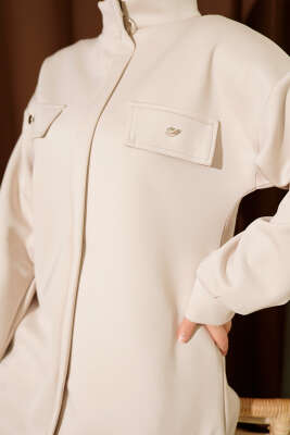 Göğüs Cep Kapaklı Fermuarlı Scuba İkili Takım Bej - Scuba Ürünler