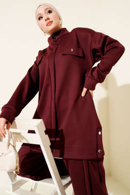 Göğüs Cep Kapaklı Fermuarlı Scuba İkili Takım Bordo - Scuba Ürünler