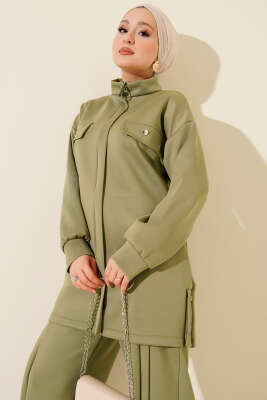 Göğüs Cep Kapaklı Fermuarlı Scuba İkili Takım Çağla Yeşili - Scuba Ürünler